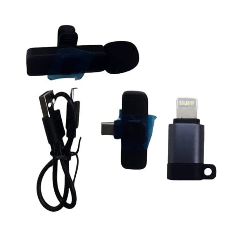 New Wireless Lavalier Mic 2-Pack, Plug & Play, iPhone/Android, No App/Blue