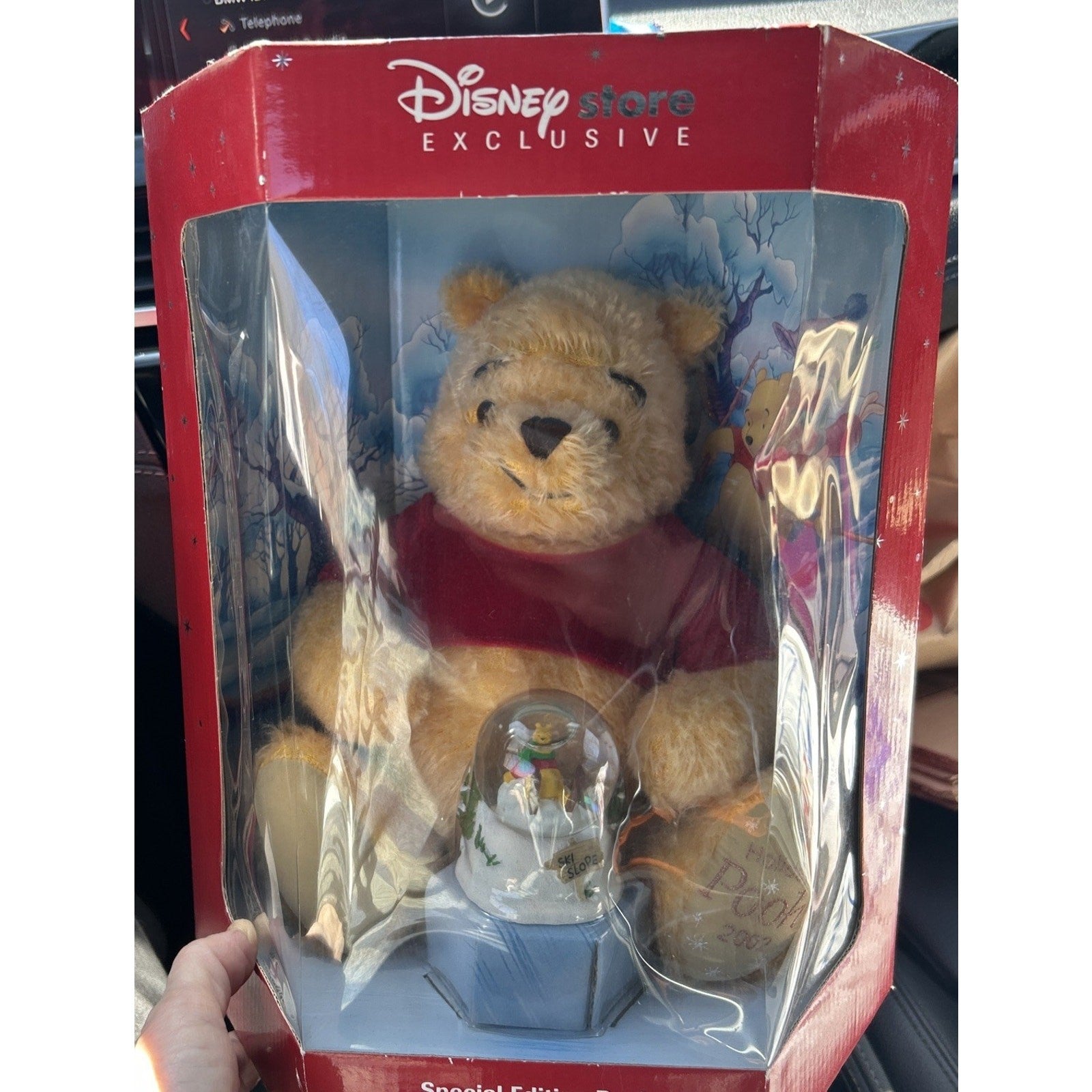 Disney Store Special Holiday Edition Winnie Pooh 2002 Collectable w/ Snow Globe 