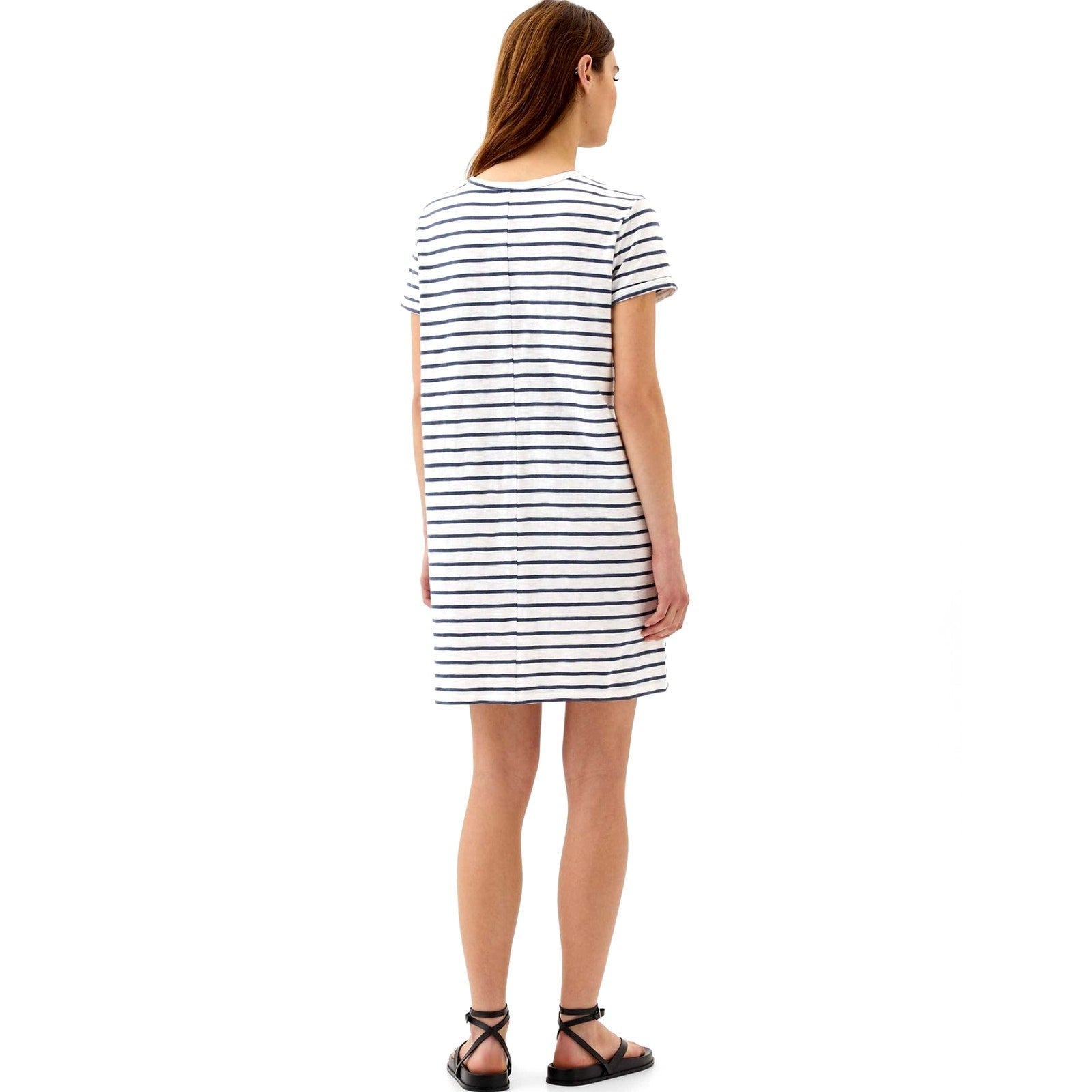 GAP Pocket T-Shirt Dress Navy White Stripe | Size S/P Tall | Casual Stripe Dress