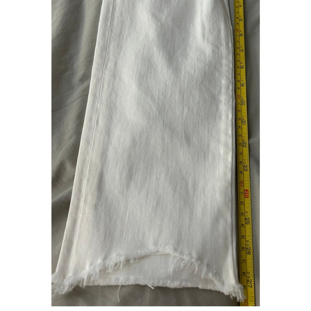 New Ramy Brook, Langley, Lightly Distressed Crop Jeans, Ivory Shark White, Sz 24