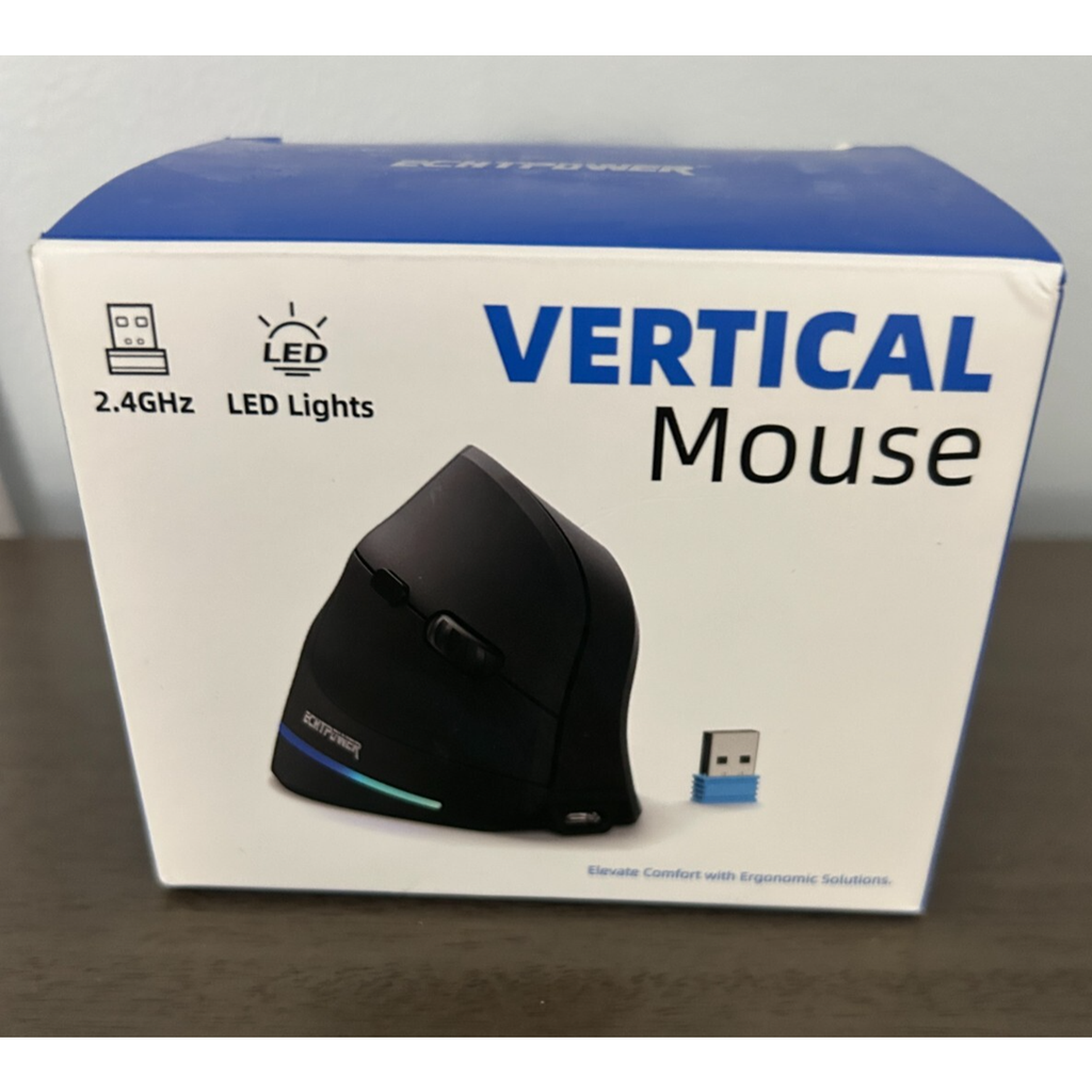 Vertical Ergonomic Wireless Right Handed Mouse, Wrist Relief, LED, Rechargeable