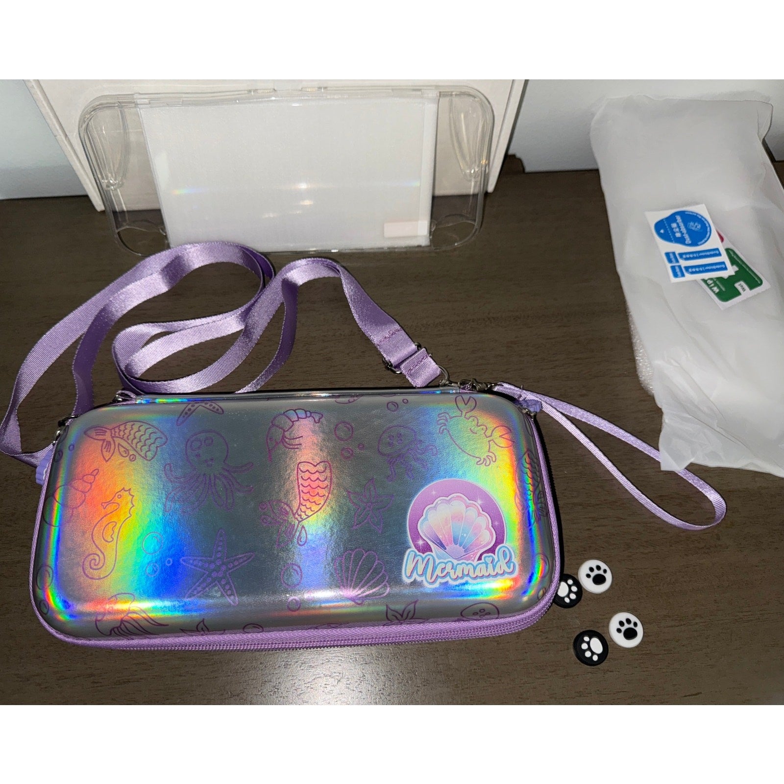NEW Belle&Birdie Mermaid Switch OLED Case Purple Hard Shell Handbag Gaming 