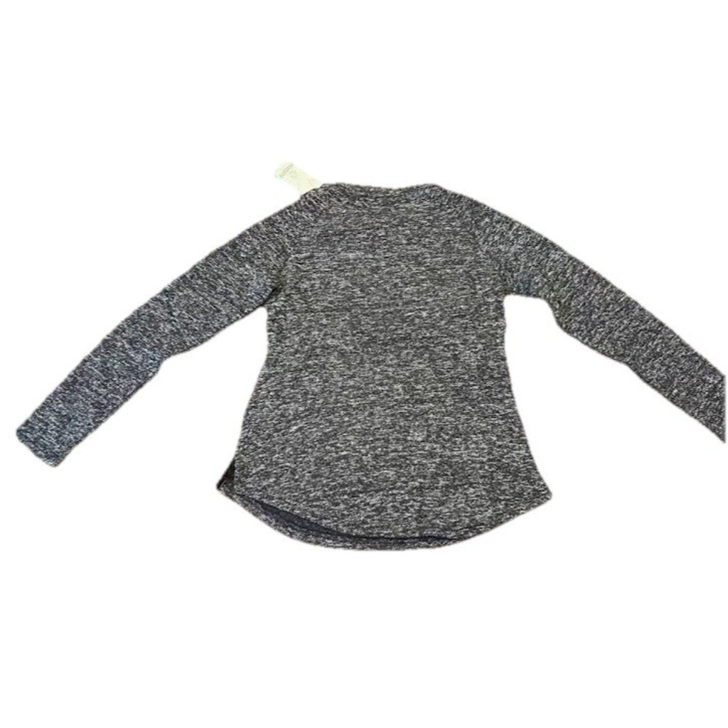 Aventura Crew Neck Midweight Fleeced Curved Hem Black Marled Top Size XS NWT