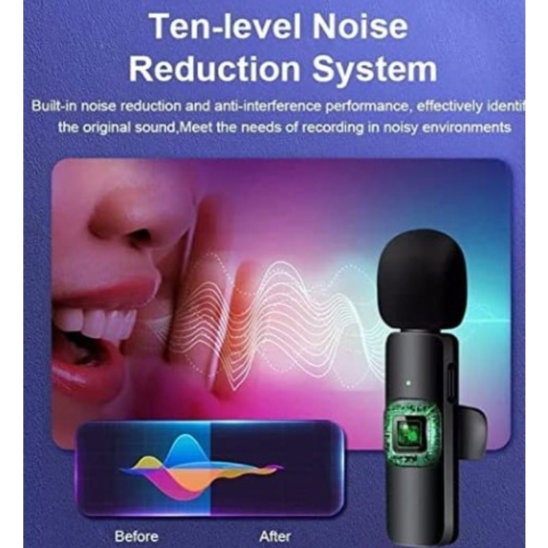 New Wireless Lavalier Mic 2-Pack, Plug & Play, iPhone/Android, No App/Blue