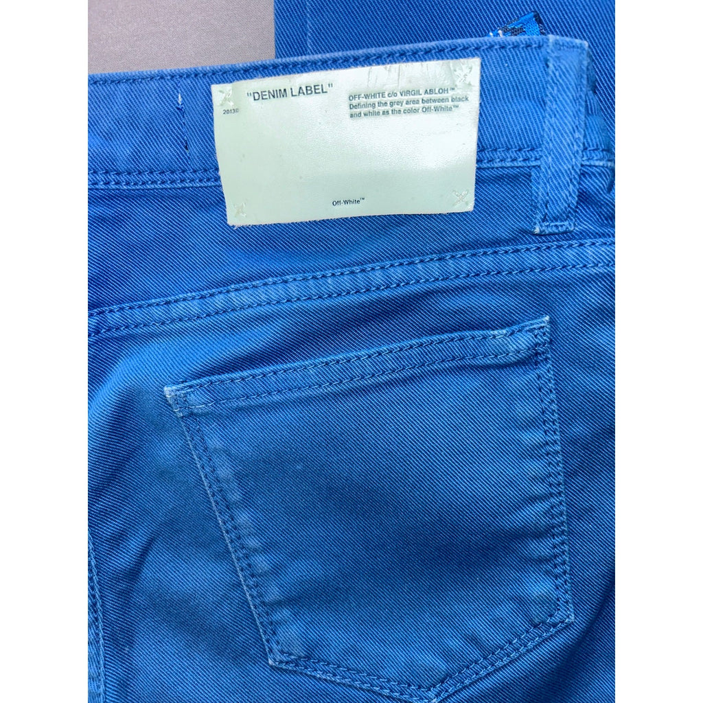 Authentic Off-White Bold Blue Skinny Jeans - Designer Streetwear Size 26 EUC