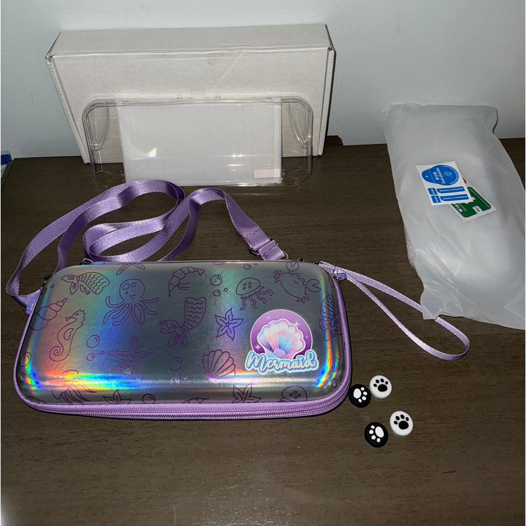 NEW Belle&Birdie Mermaid Switch OLED Case Purple Hard Shell Handbag Gaming 
