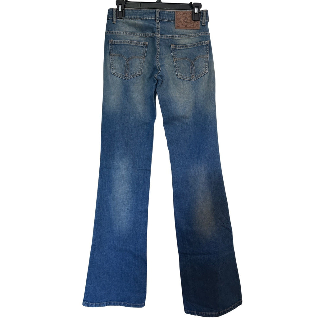 FIORUCCI Angel Y2K Low Rise, Flare Jean Med. Blue Faded Wash ACTUAL SIZE 26 x 35