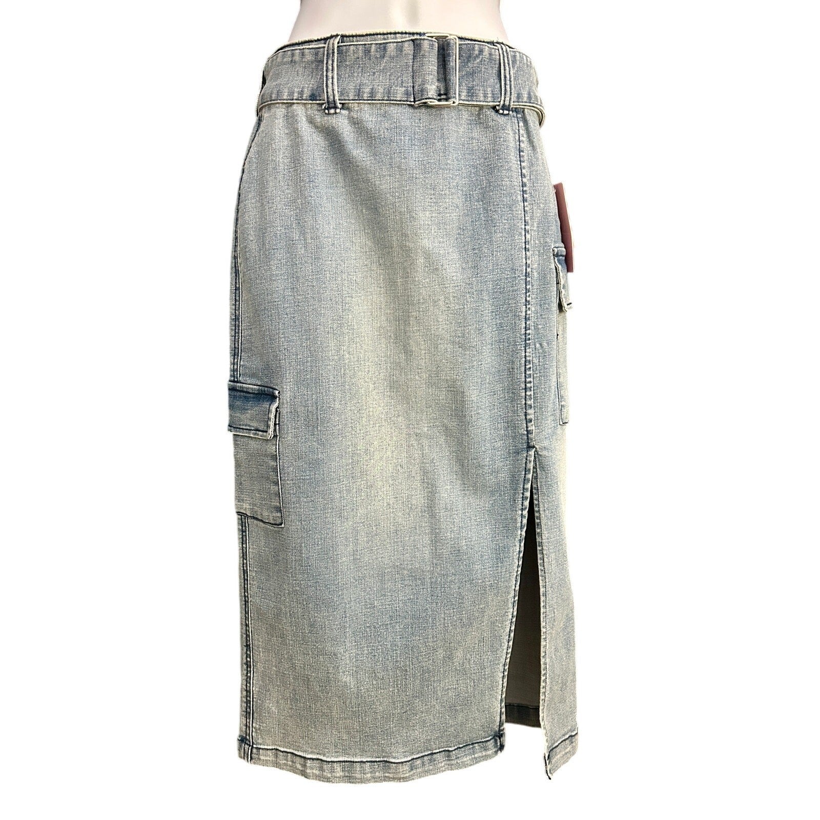 Juicy Couture JC575-SKRT Denim Cargo Skirt Medium Wash Size 26 Y2K Style