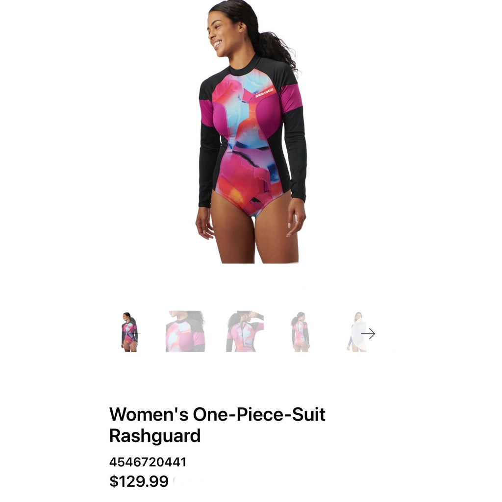 Women's Sea-Doo 1 Piece Long Sleeve Rashguard 50 UV Protection Violet Sz Lg NWT