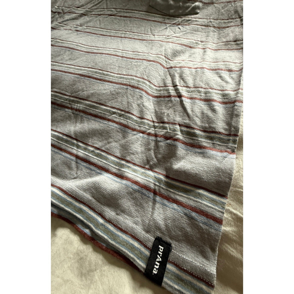 prAna Cardiff Pocket Tee Men’s XXL Alloy Stripe Hemp Organic Cotton Eco NWT