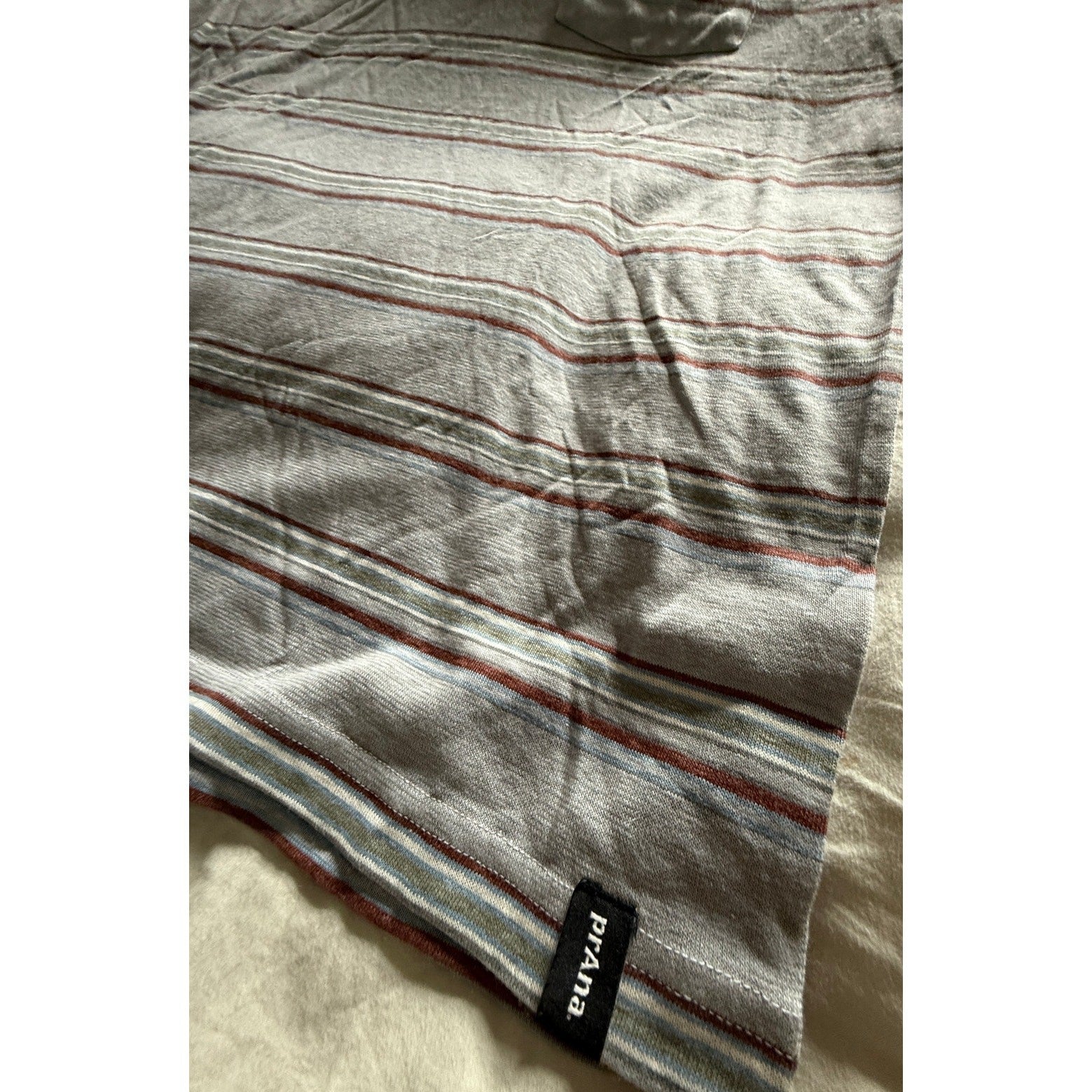 prAna Cardiff Pocket Tee Men’s XXL Alloy Stripe Hemp Organic Cotton Eco NWT