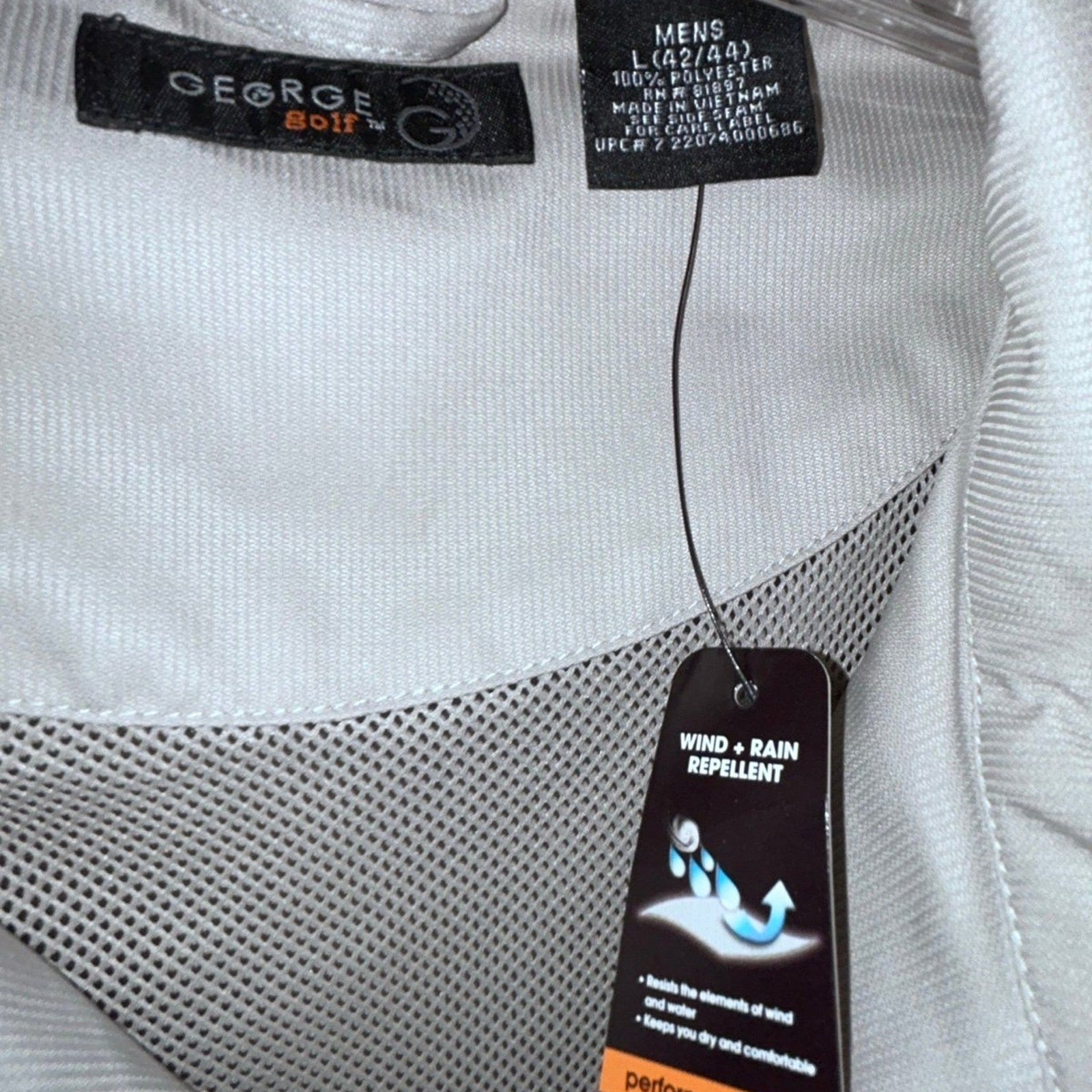 NWT Performance Golf Jacket Lightweight Pockets Wind Water Resistant Khacki Sz L