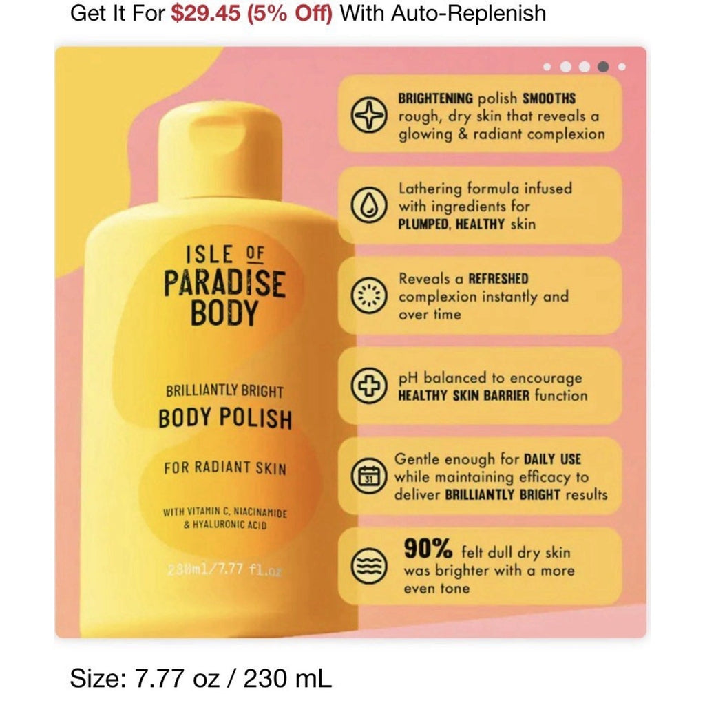 Isle Of Paradise Brilliantly Bright Body Polish 7.77 oz evens skin tone SEALED