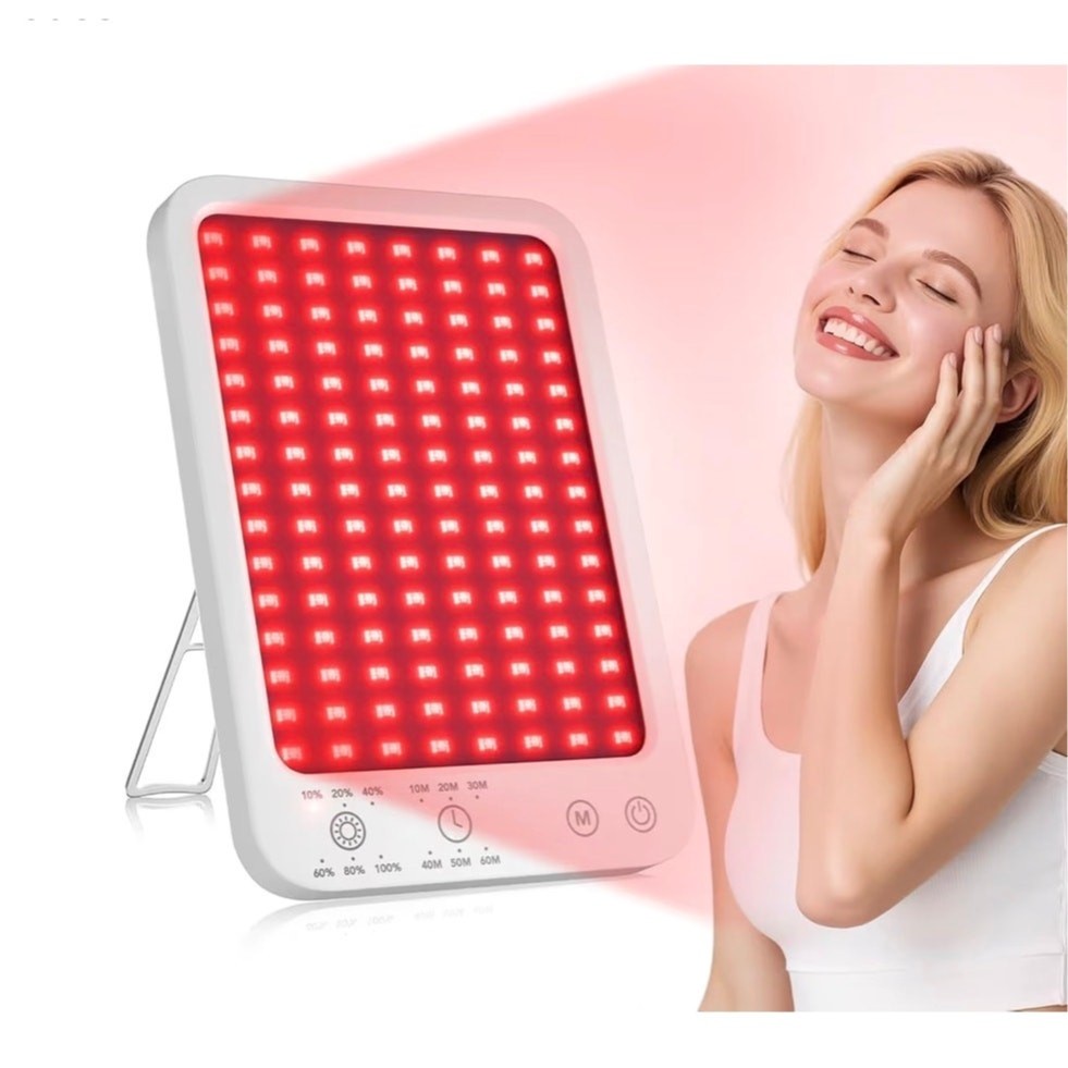 Red Light Therapy Panel 660nm 850nm w/Stand 3 Modes, 6 Brightness Timer Portable