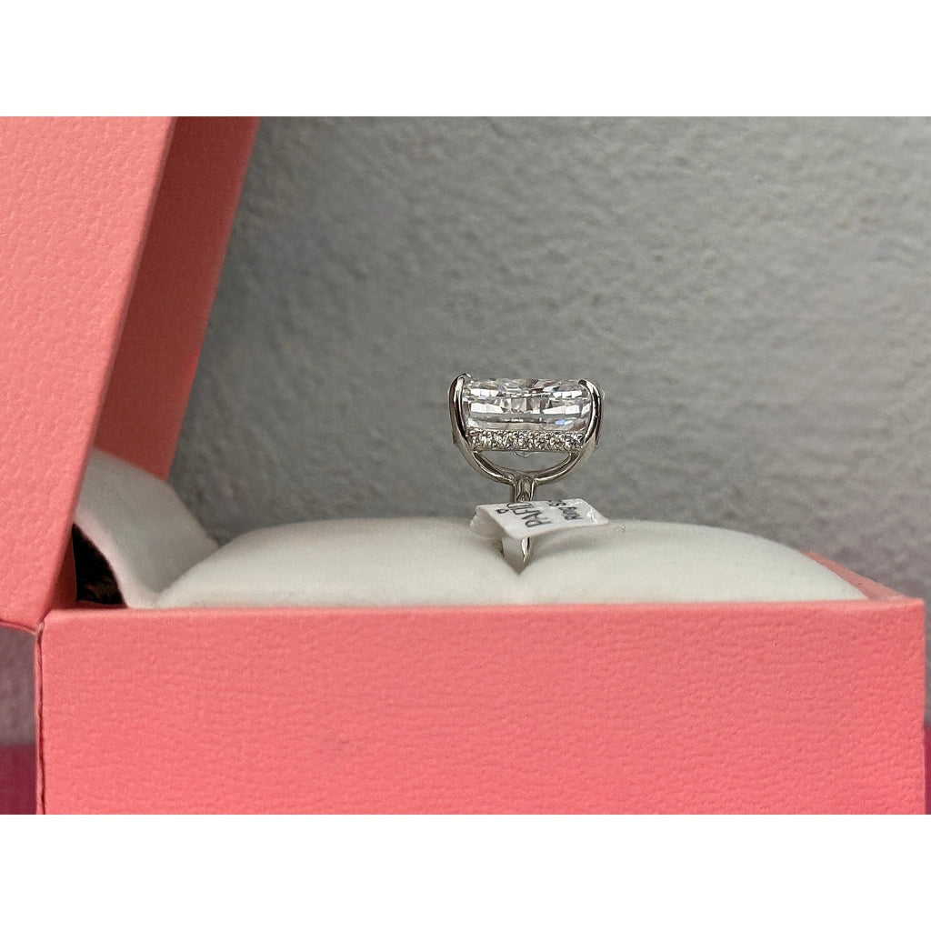 Paffidy 3.5ct D Color Moissanite Cushion Solitaire Ring Size 6 | S925 Silver NEW