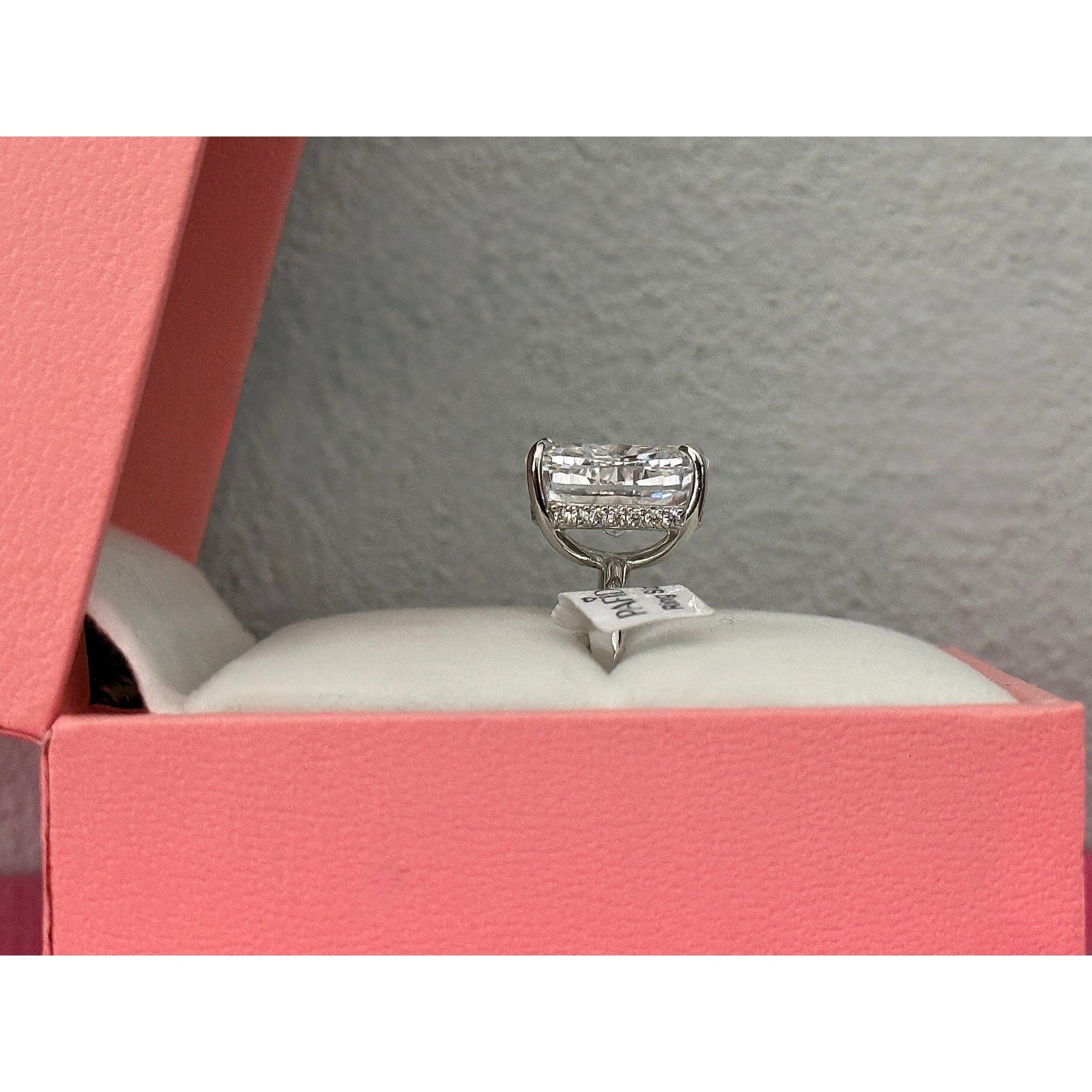 Paffidy 3.5ct D Color Moissanite Cushion Solitaire Ring Size 6 | S925 Silver NEW