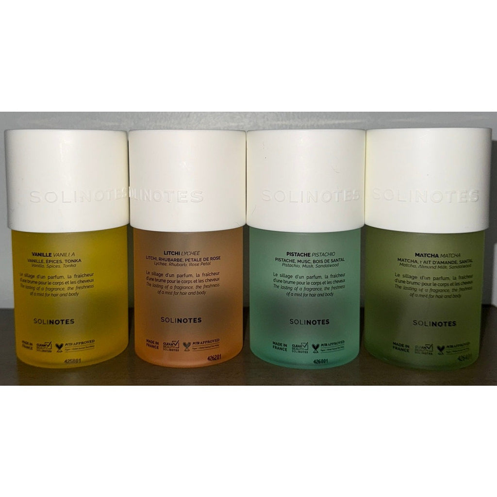 Solinotes Perfume Mist Set 6oz (4-Pack) – Vanilla, Litchi, Pistachio, Matcha