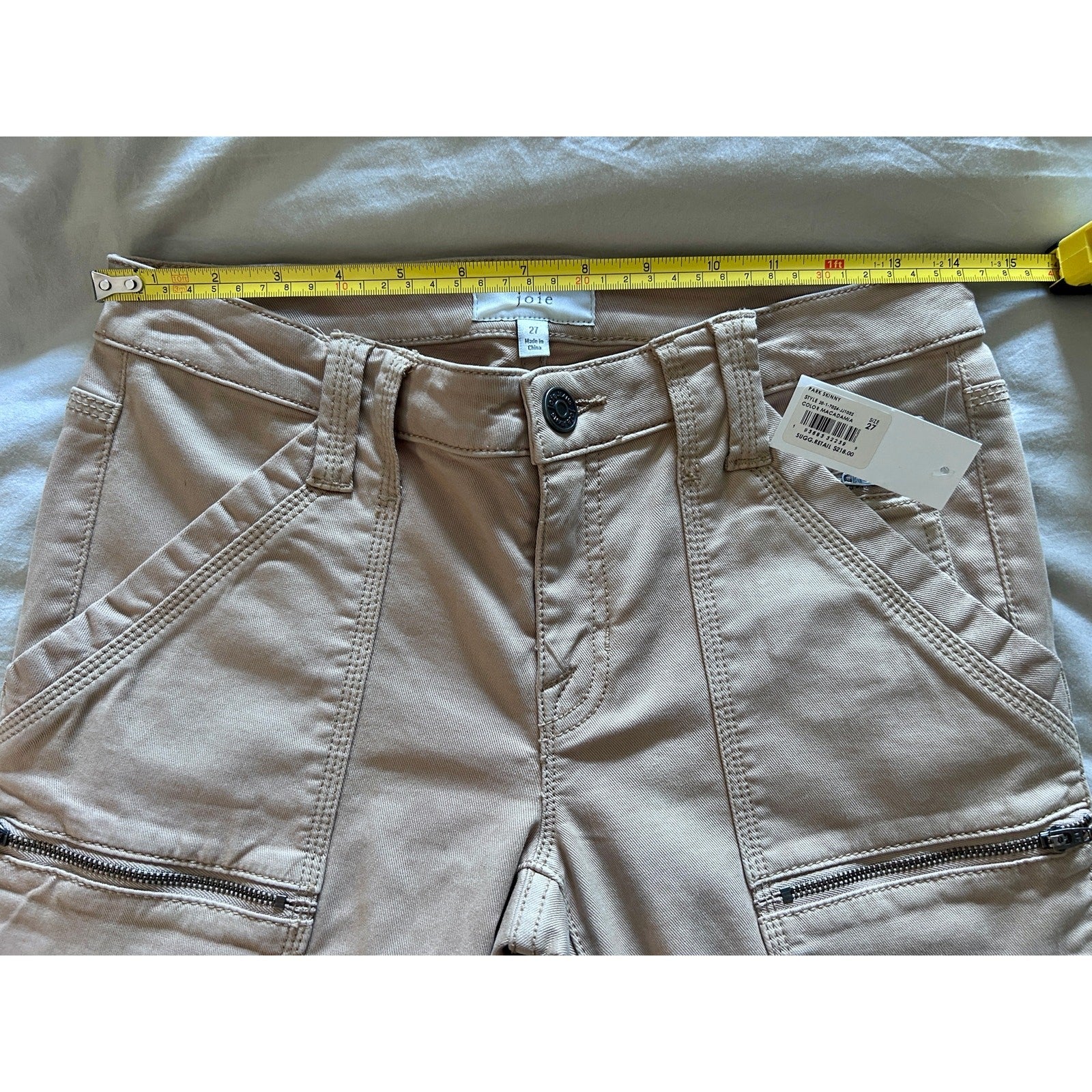 Joie Park Skinny Cargo Pants Khaki Tan Size 27 NWT Utility Ankle Zip Style