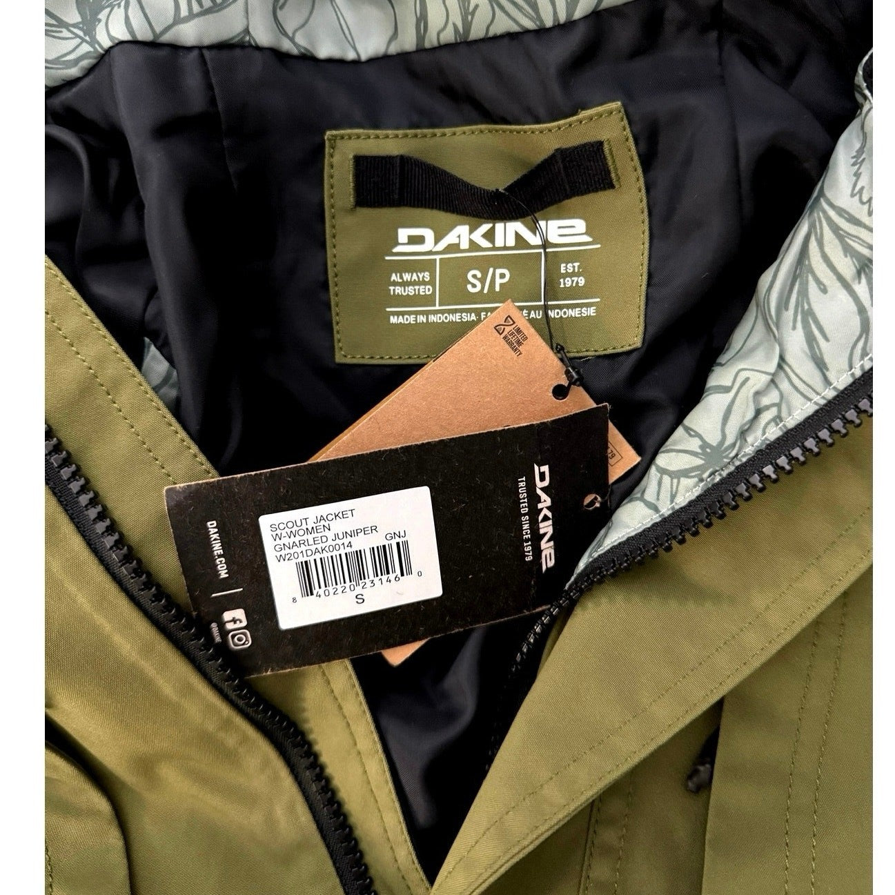 Women's Dakine Scout Jacket 10k Waterproof Breathable Juniper Green Sz Small NWT
