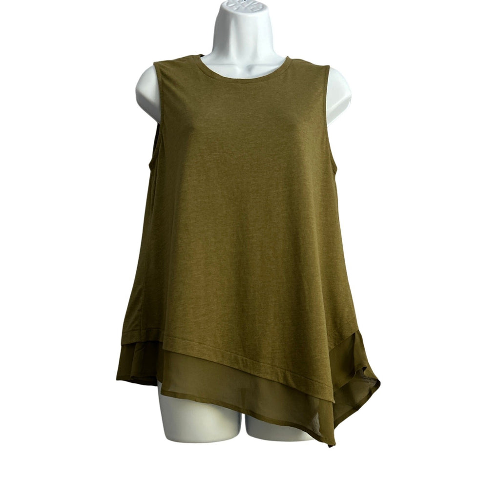 NEW Aventura Organic Cotton Sleeveless Asymmetrical Tank Top Olive Green Sz M 