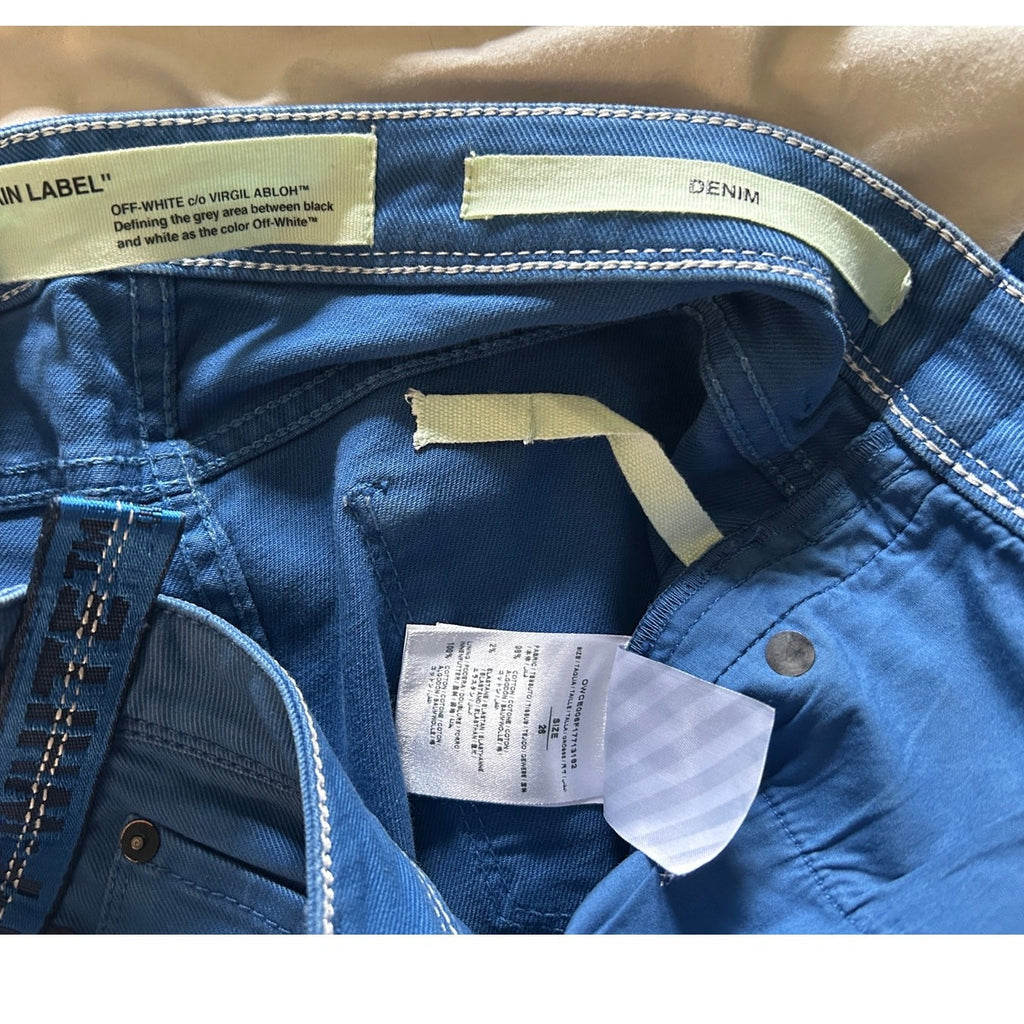 Authentic Off-White Bold Blue Skinny Jeans - Designer Streetwear Size 26 EUC