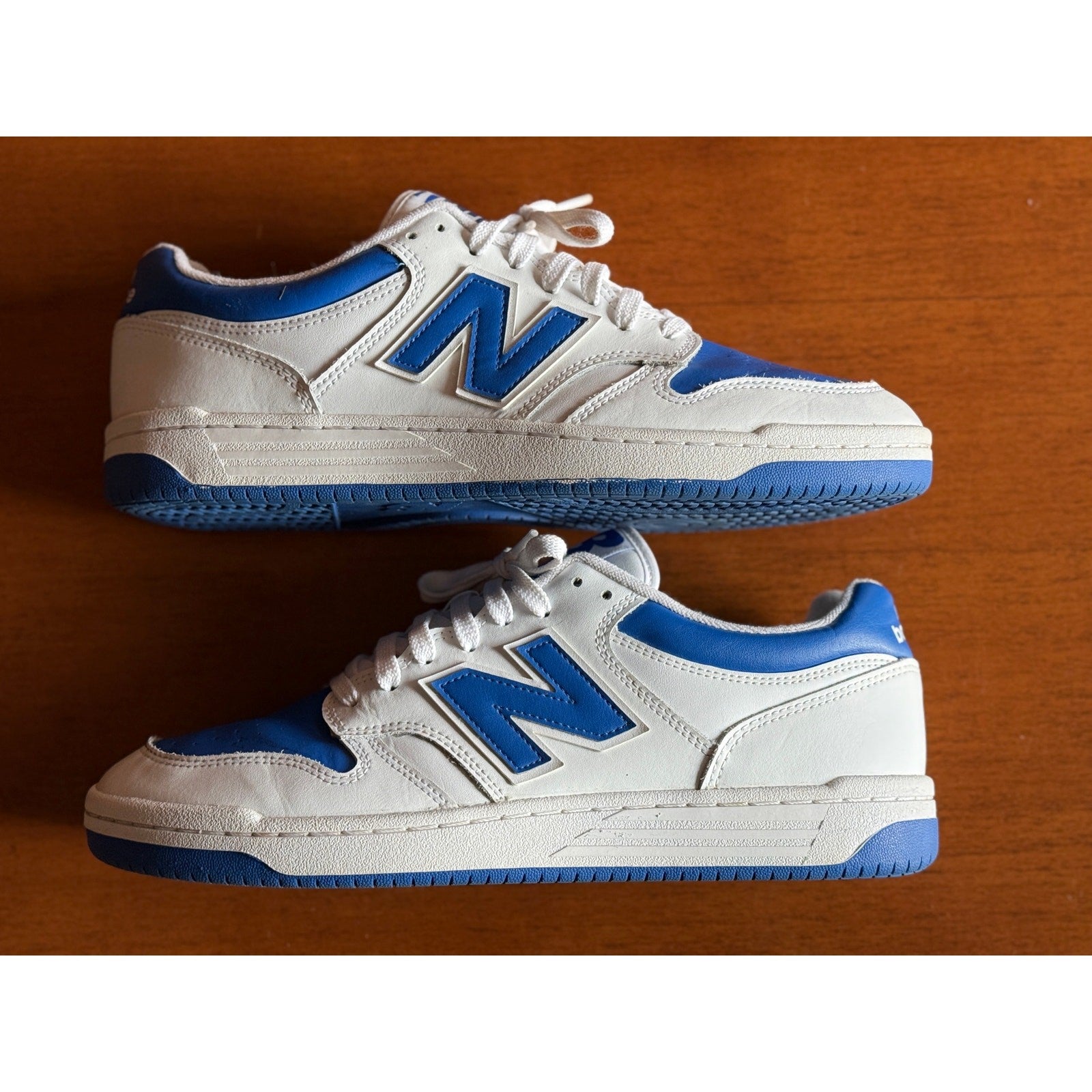 New Balance 480 US Mens Sz 12 White & Cobalt Blue Excellent PreOwned Cond