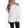Potesky Womens Pullover Long Sleeve Off Shoulder Bat Wing Sleeves IVORY Size L