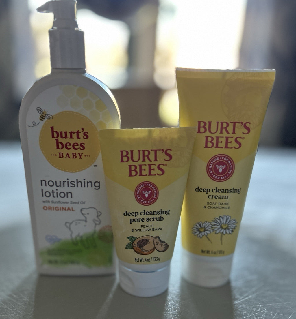 BUNDLE DEAL Burts Bees Pore Scrub, Deep Cleansing Cream, Lotion, & 2 Face Masks