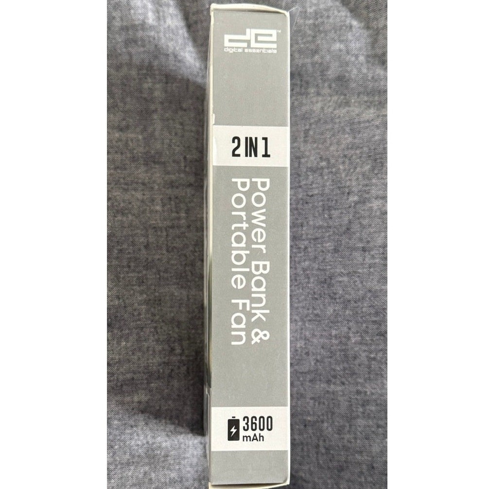 Digital Essentials Dual Power Bank & Fan 3600mAh Rechargeable Cooling New Sealed