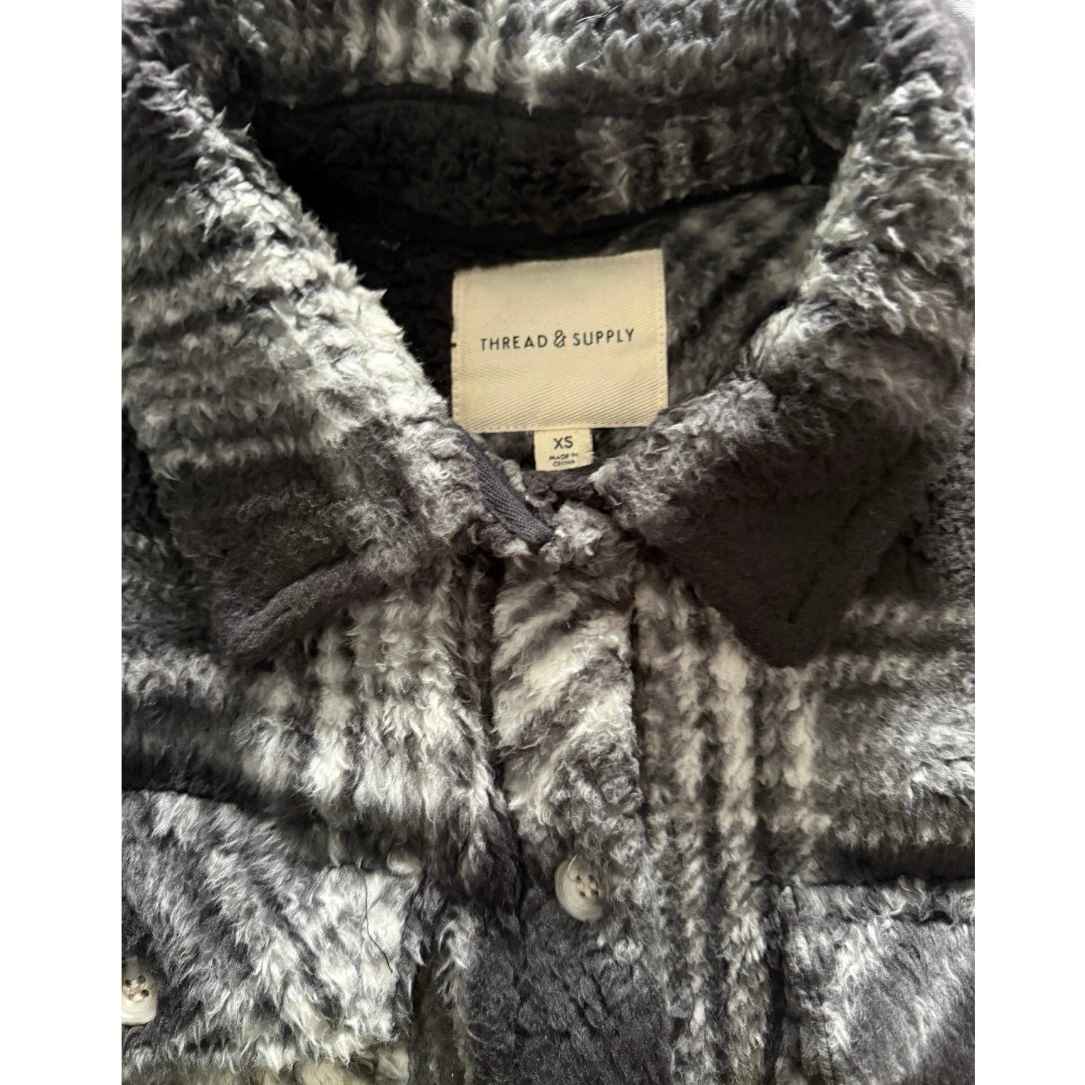 Thread & Supply Plaid Sherpa Jacket Women's XS Cozy Short Length EUC