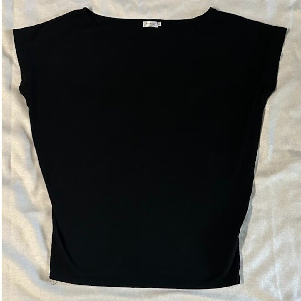 Poetsky Womens Summer Off Shoulder Shirts Casual Loose Short Sleeve Black Size L