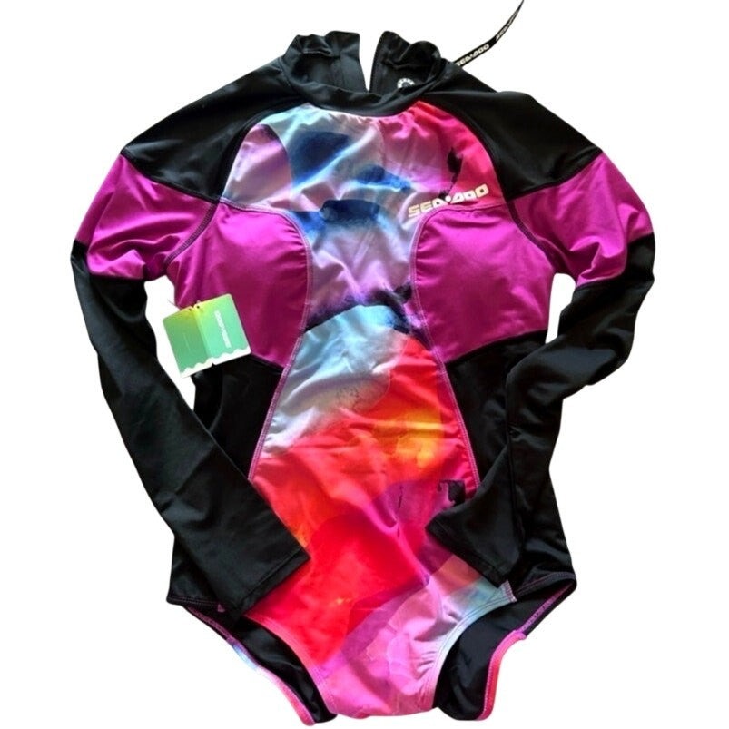 Women's Sea-Doo 1 Piece Long Sleeve Rashguard 50 UV Protection Violet Sz Lg NWT