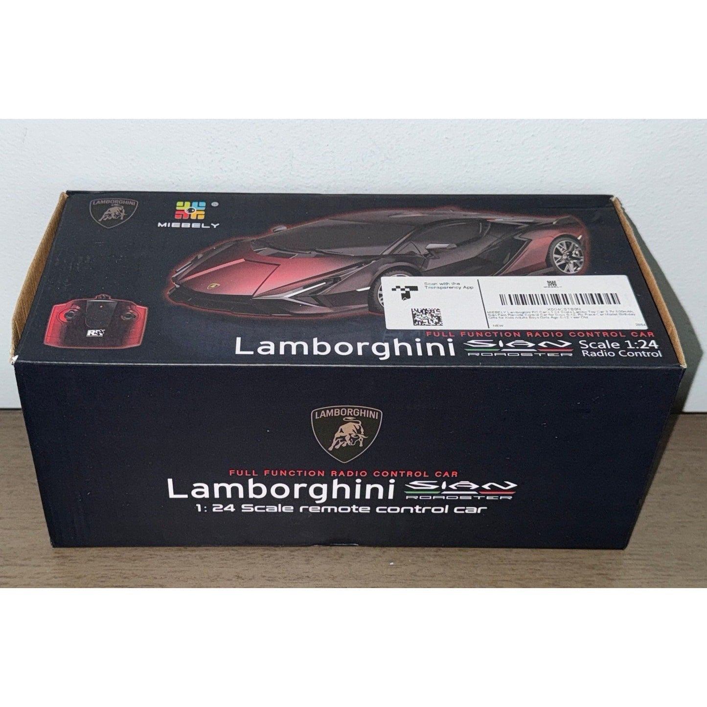 MIEBELY Lamborghini Sian RC Car 1:24 Scale 3.7V 500mAh Fast Remote Control Toy
