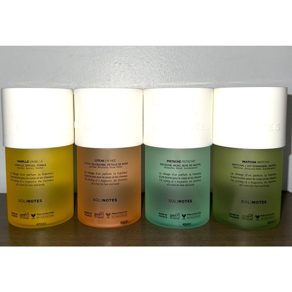 Solinotes Perfume Mist Set 6oz (4-Pack) – Vanilla, Litchi, Pistachio, Matcha