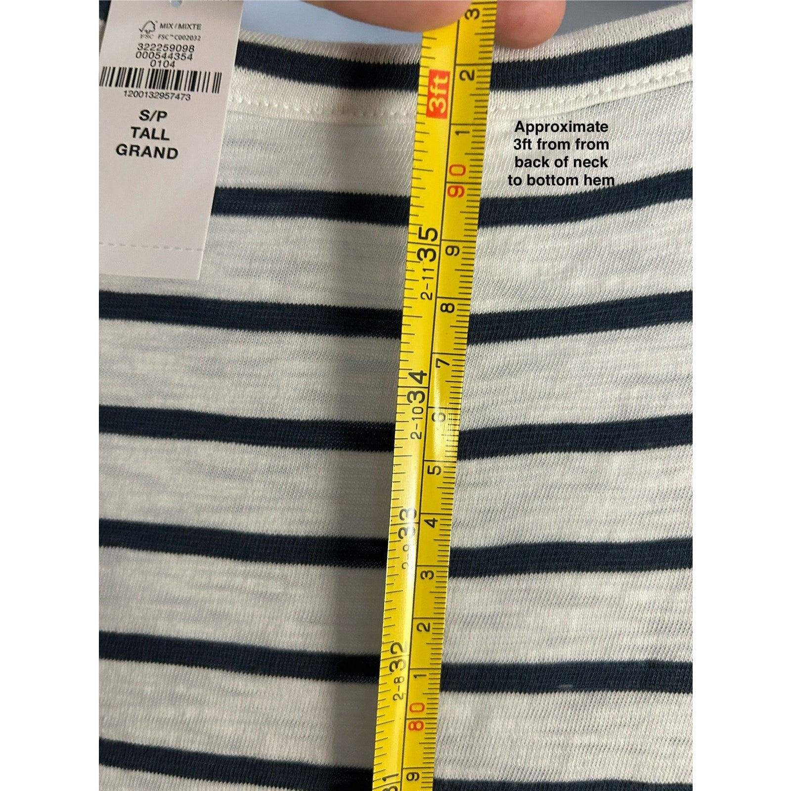 GAP Pocket T-Shirt Dress Navy White Stripe | Size S/P Tall | Casual Stripe Dress