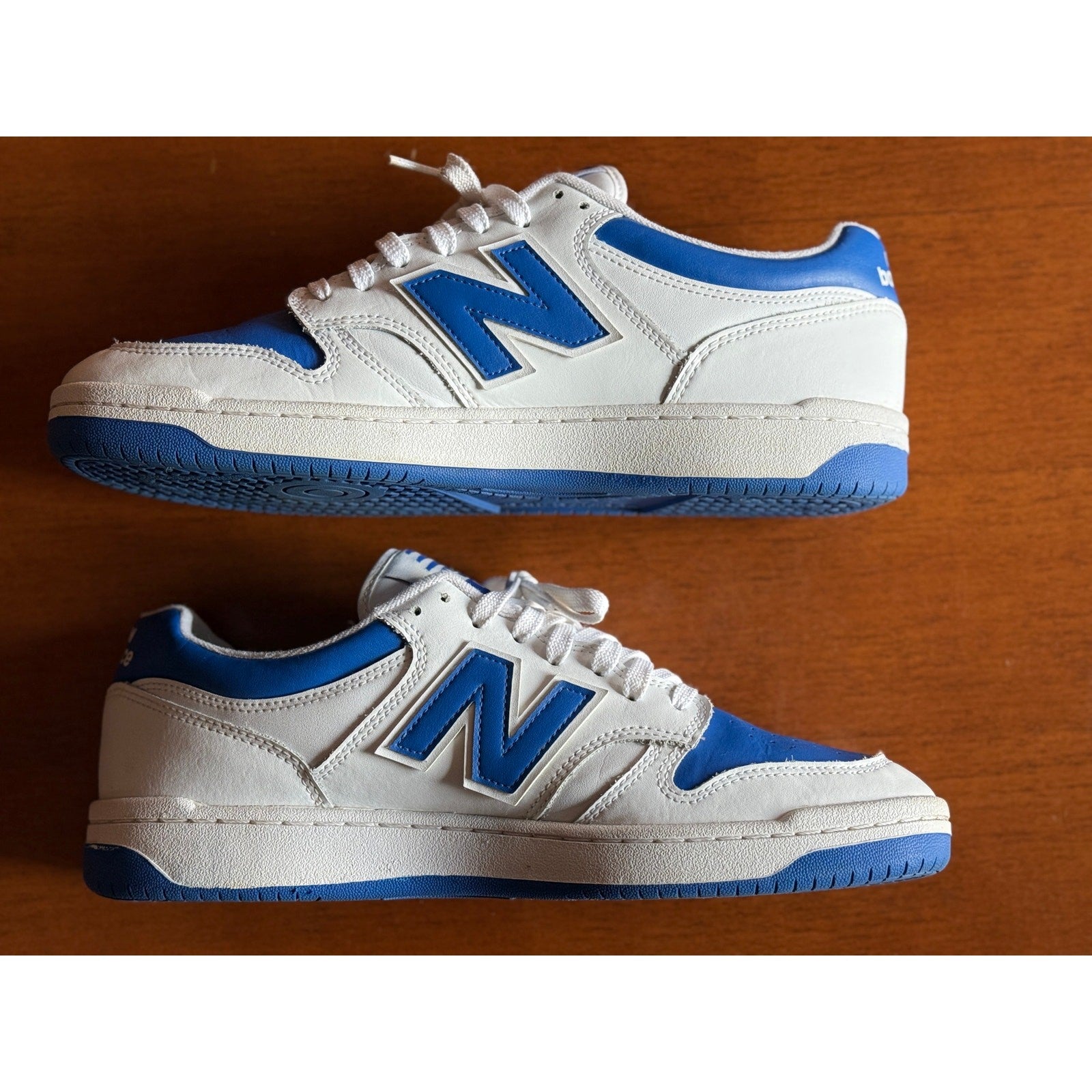 New Balance 480 US Mens Sz 12 White & Cobalt Blue Excellent PreOwned Cond