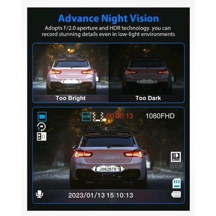 Aldf Dash Cam 3 Channel Dash Cam, 4K+1080P Cam Front Rear & Inside 32gb Card HDR