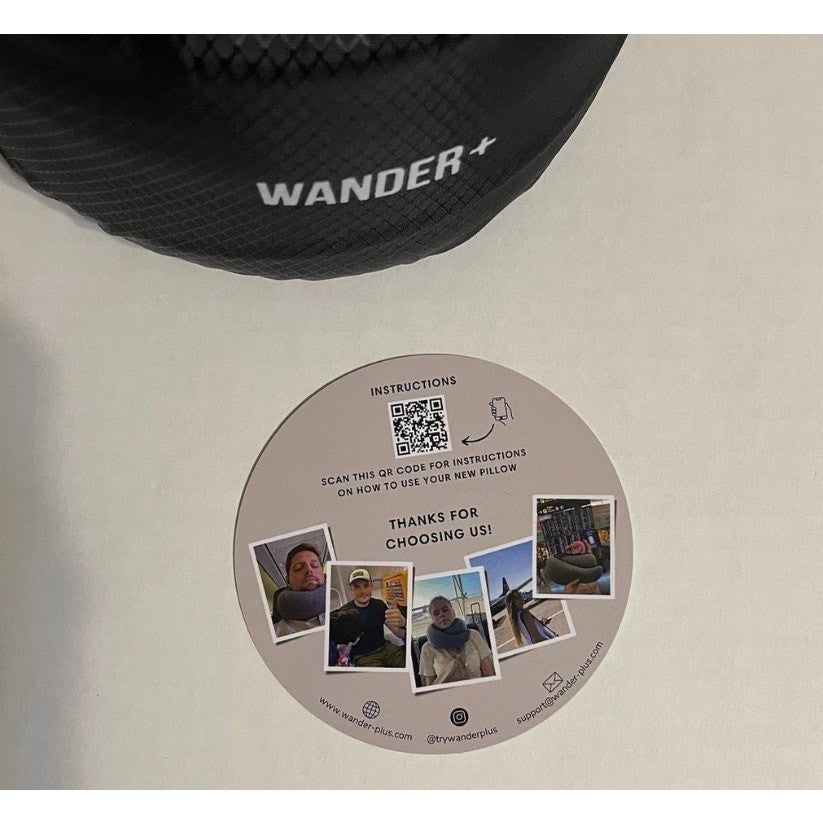 WANDER PLUS+ Travel Pillow – Memory Foam Neck Support Airplanes & Cars Gray New 