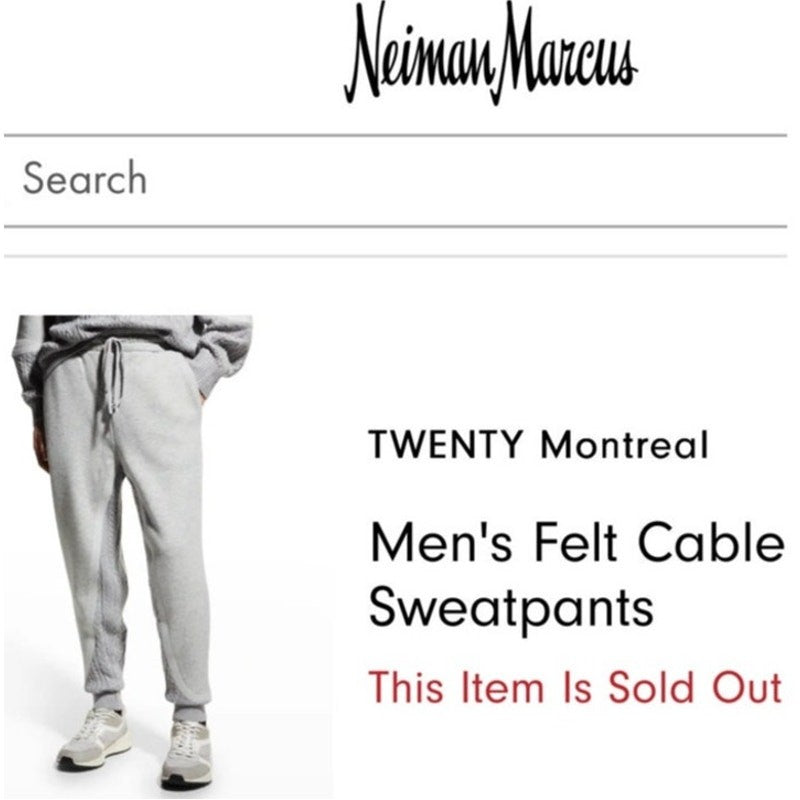 Twenty Montreal Felt Connect Joggers Men’s Small Heather Gray Pants NWT $255