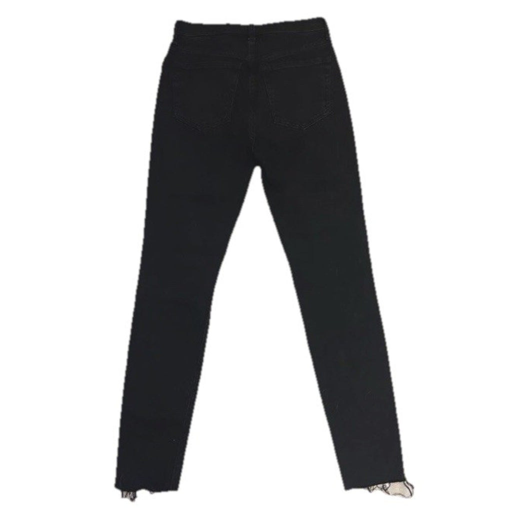 FP Free People Stella Skinny Jeans High Rise Button Fly Raw Hem Black Sz 26  NWT