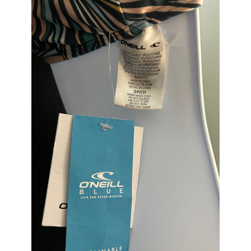 O'Neill One Shoulder Bikini Top – Shades Blues w/ Accents Swimwear Sz Small NWT