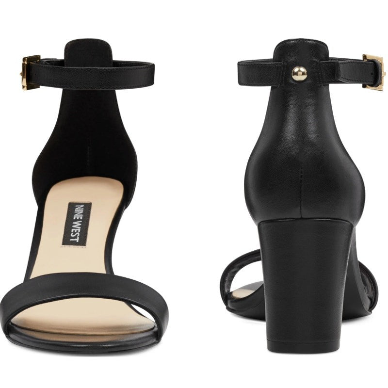 Nine West Pruce Ankle Strap Block Heel (2.5") Sandals Size 7M Black