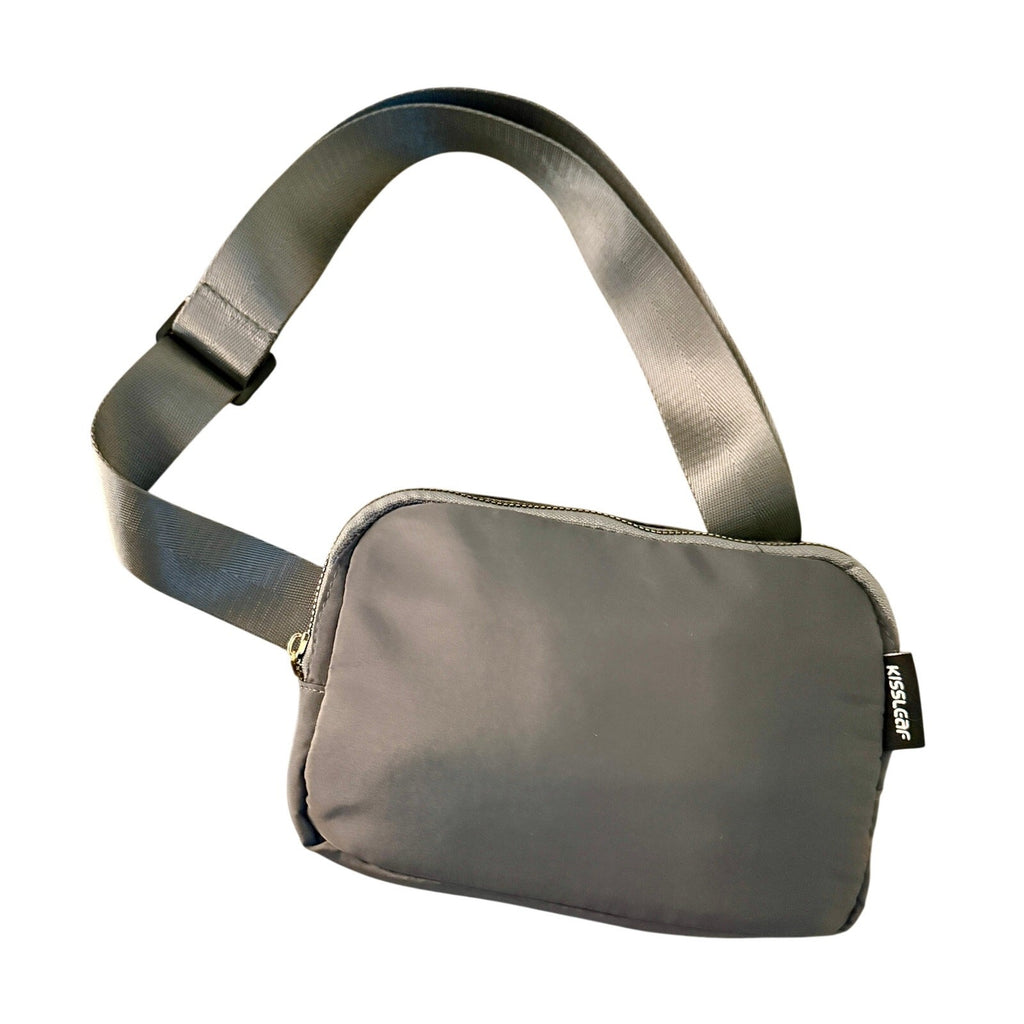 Kissleaf Gray Belt Bag – Mini Crossbody Waist Pouch with Adjustable Strap NEW