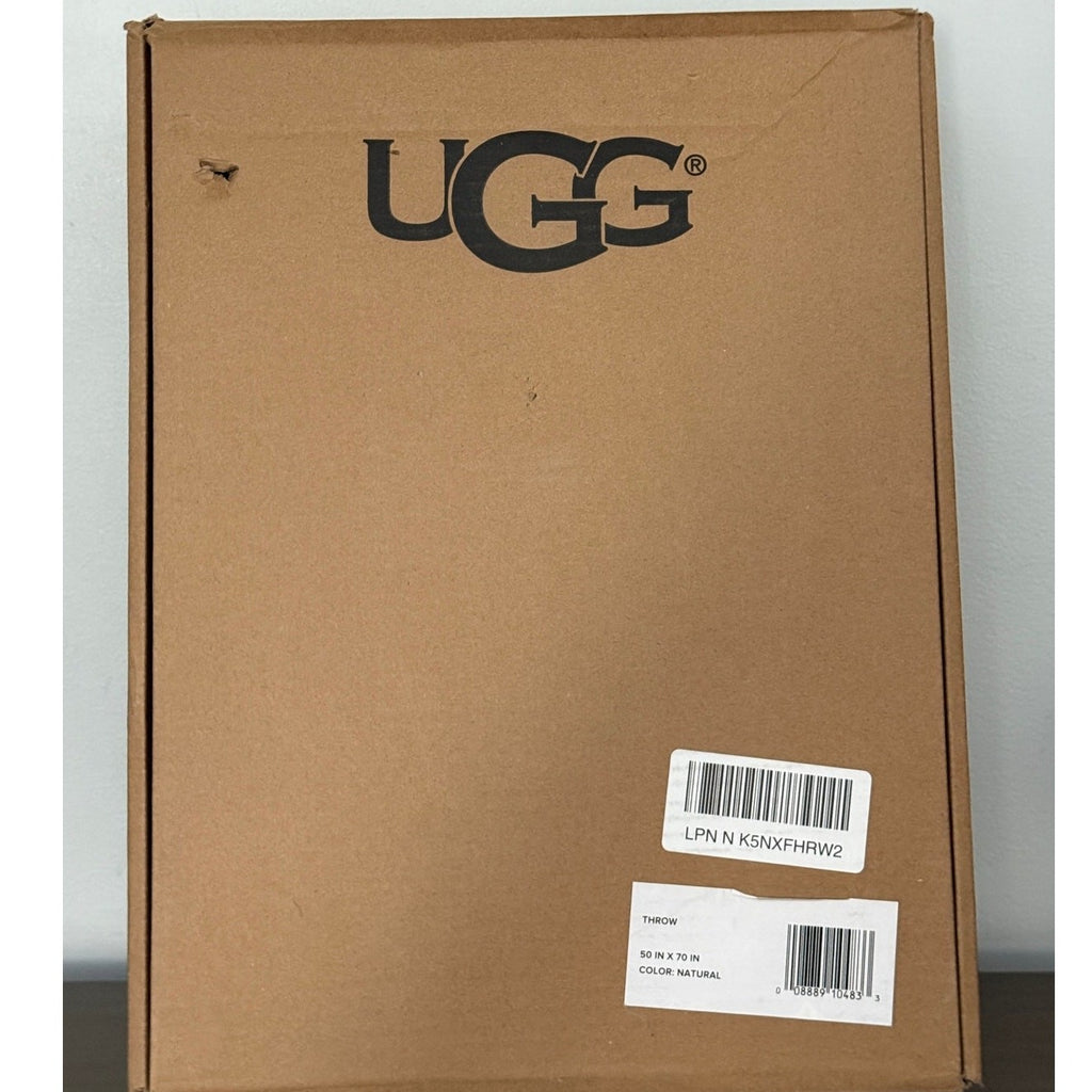 UGG Adalee Natural White Faux Fur Throw Blanket 50 x 70 Cozy Textured Luxury NIB