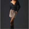 Anthropologie Women's Black Long Sleeve Ribbed Wrapped Sweater Size Medium NWOT