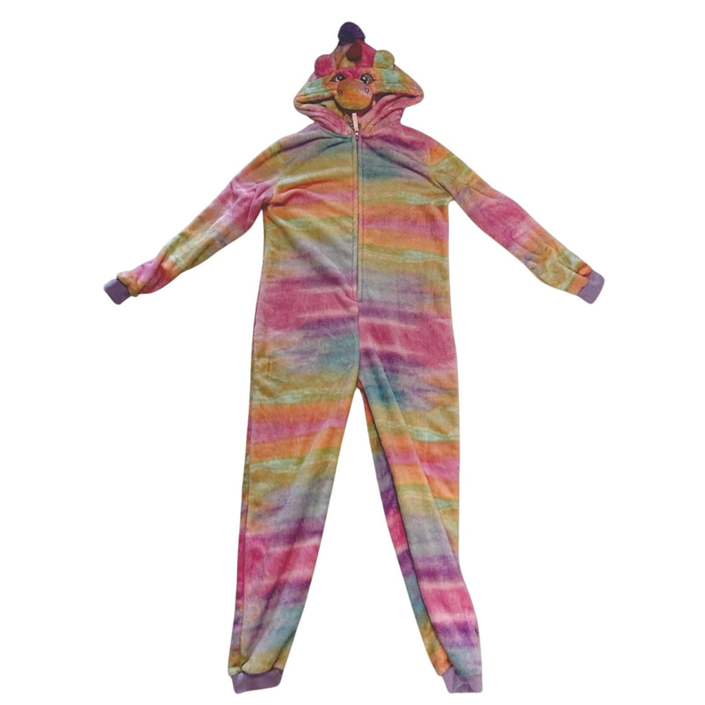 NWT Unicorn Hooded Lounge Sleepwear Costume Pajamas, Medium Pastel Rainbow Plush