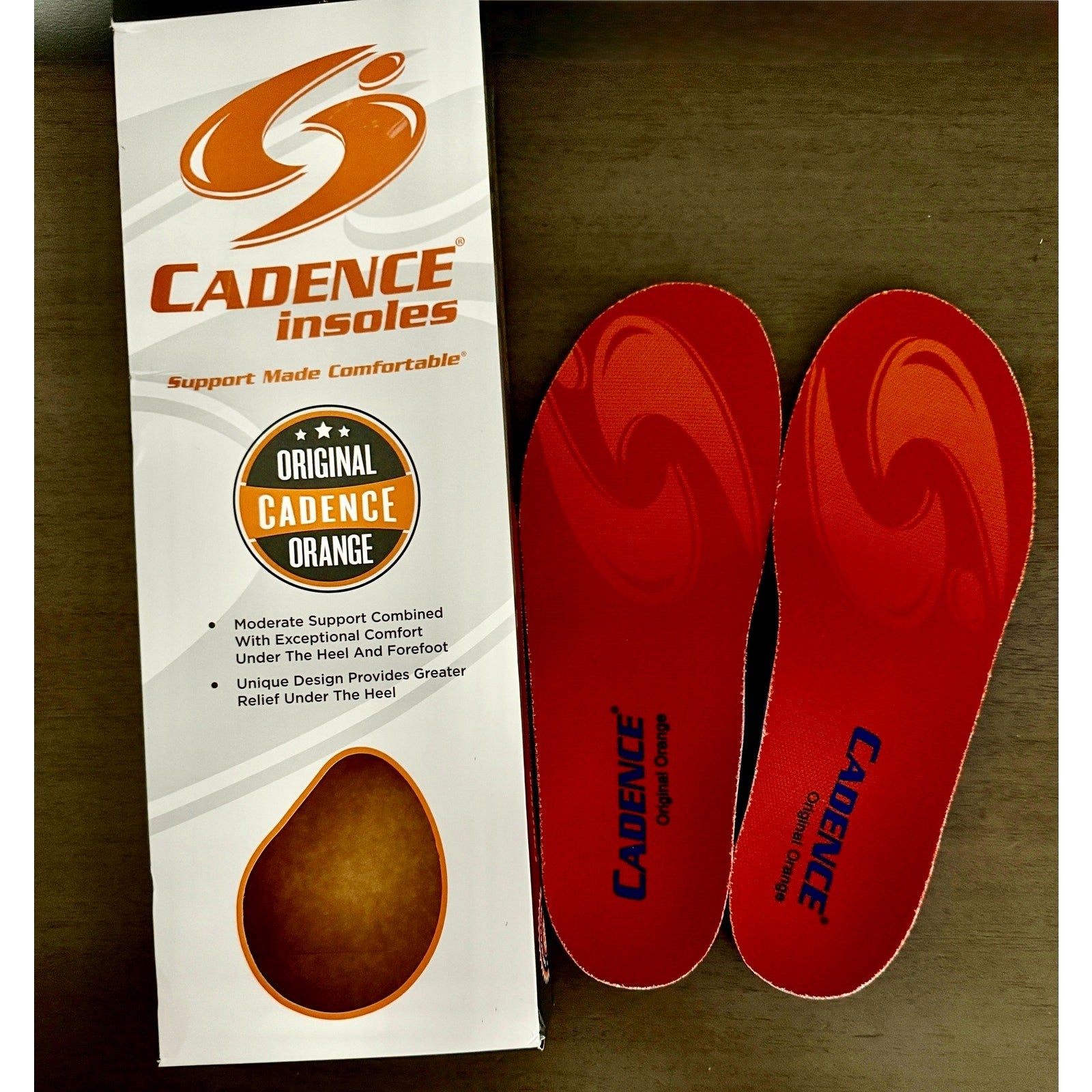 Cadence Original Orange Insoles Size C Men 5‑6 Women 6‑7 | Orthotic Support NIB