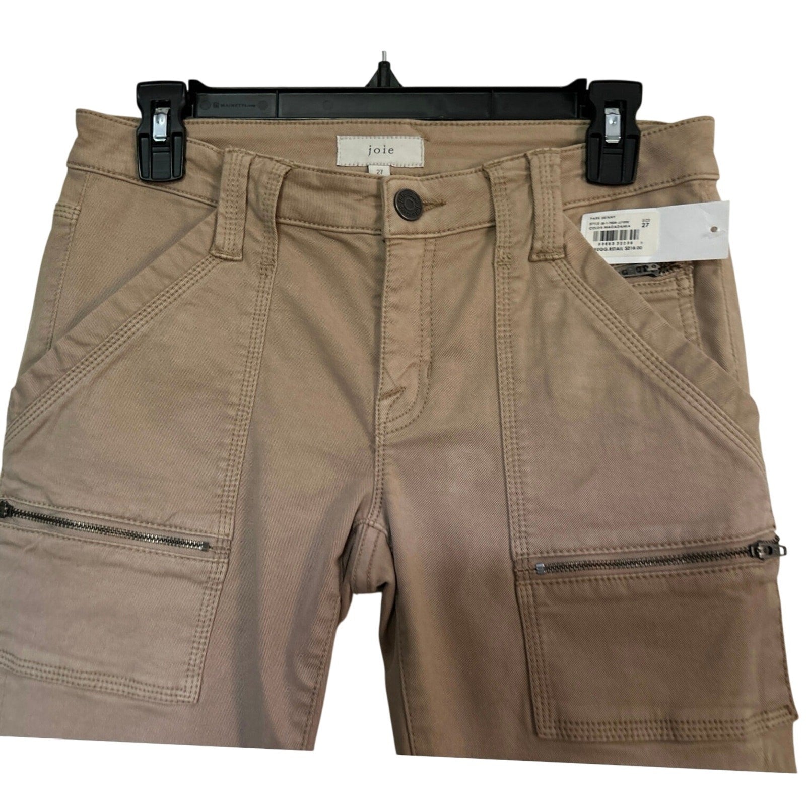 Joie Park Skinny Cargo Pants Khaki Tan Size 27 NWT Utility Ankle Zip Style