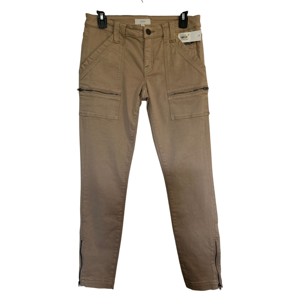 Joie Park Skinny Cargo Pants Khaki Tan Size 27 NWT Utility Ankle Zip Style