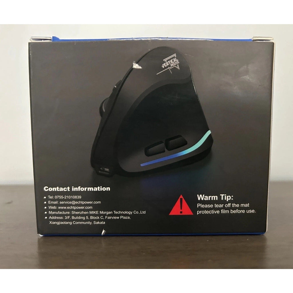 Vertical Ergonomic Wireless Right Handed Mouse, Wrist Relief, LED, Rechargeable
